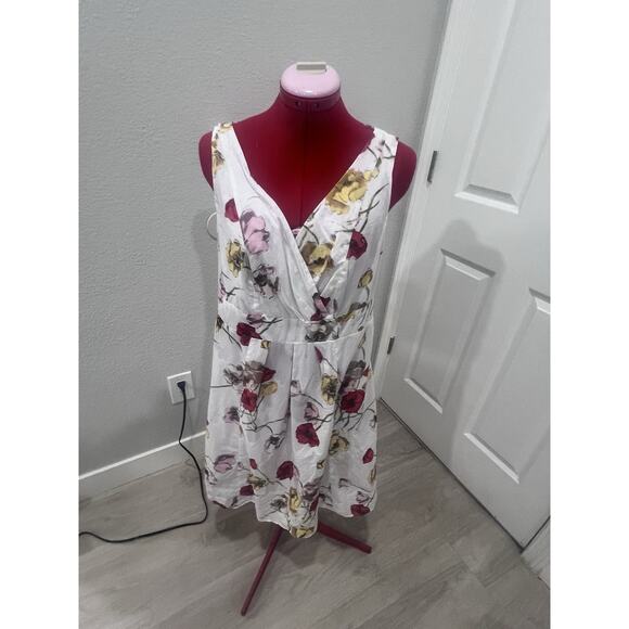Floral Print Sleeveless Dress V-Neck White Colorful Casual - Picture 2 of 8